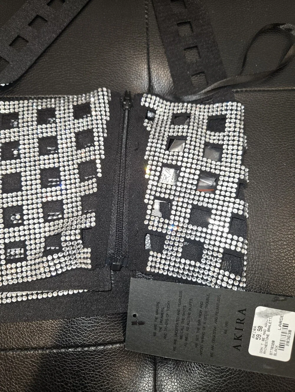 AKIRA Black & Silver Rhinestone Bralette